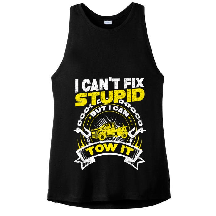 Tow Truck Driver Wrecker I CanT Fix Stupid But I Can Tow It Ladies PosiCharge Tri-Blend Wicking Tank