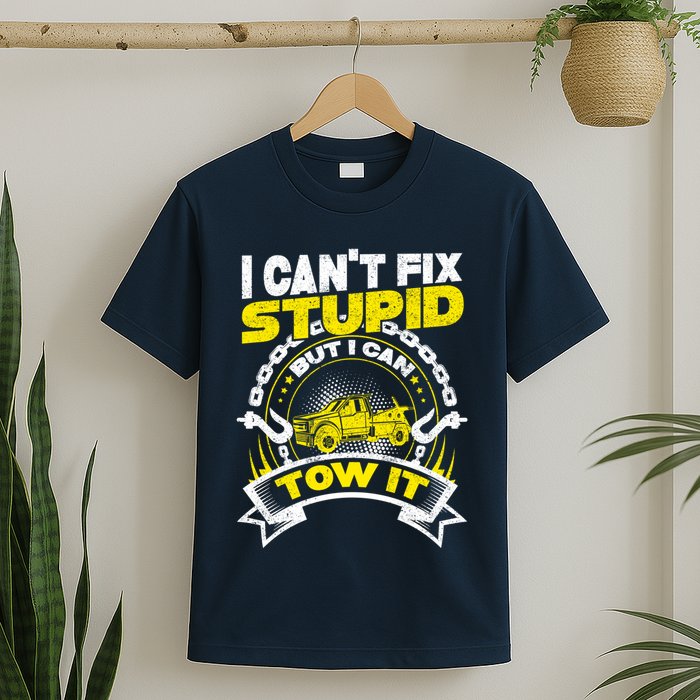 Tow Truck Driver Wrecker I CanT Fix Stupid But I Can Tow It T-Shirt