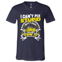 Tow Truck Driver Wrecker I CanT Fix Stupid But I Can Tow It V-Neck T-Shirt