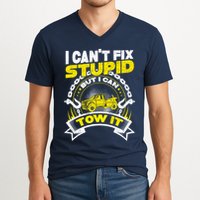 Tow Truck Driver Wrecker I CanT Fix Stupid But I Can Tow It V-Neck T-Shirt