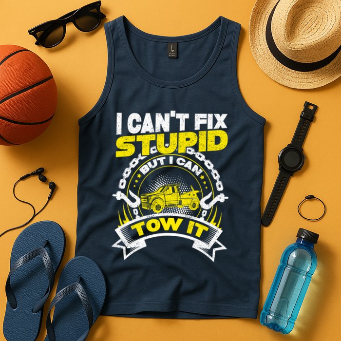 Tow Truck Driver Wrecker I CanT Fix Stupid But I Can Tow It Tank Top