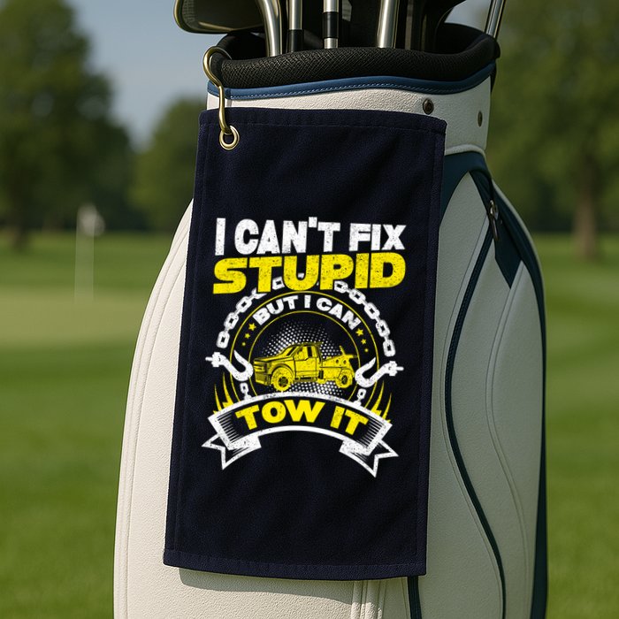 Tow Truck Driver Wrecker I CanT Fix Stupid But I Can Tow It Golf Towel