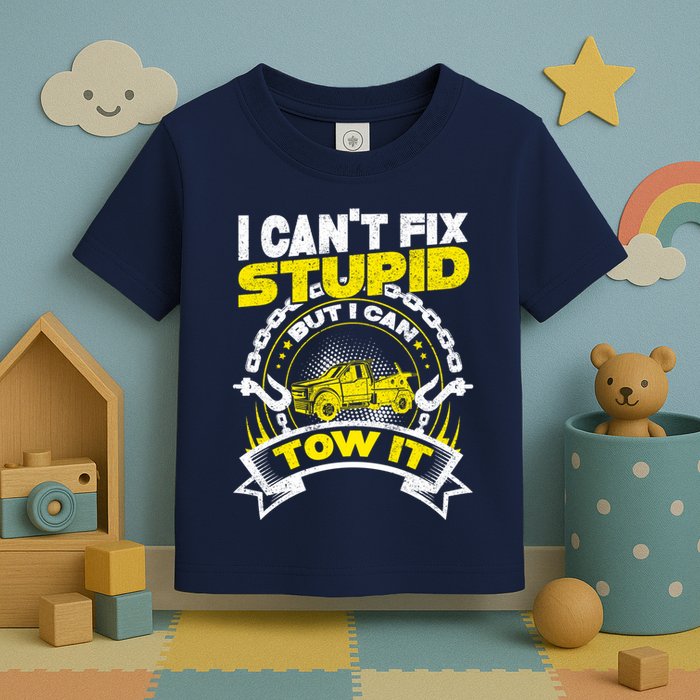 Tow Truck Driver Wrecker I CanT Fix Stupid But I Can Tow It Toddler T-Shirt