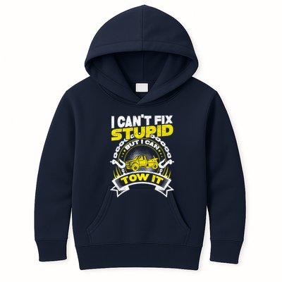 Tow Truck Driver Wrecker I CanT Fix Stupid But I Can Tow It Kids Hoodie