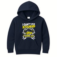 Tow Truck Driver Wrecker I CanT Fix Stupid But I Can Tow It Kids Hoodie