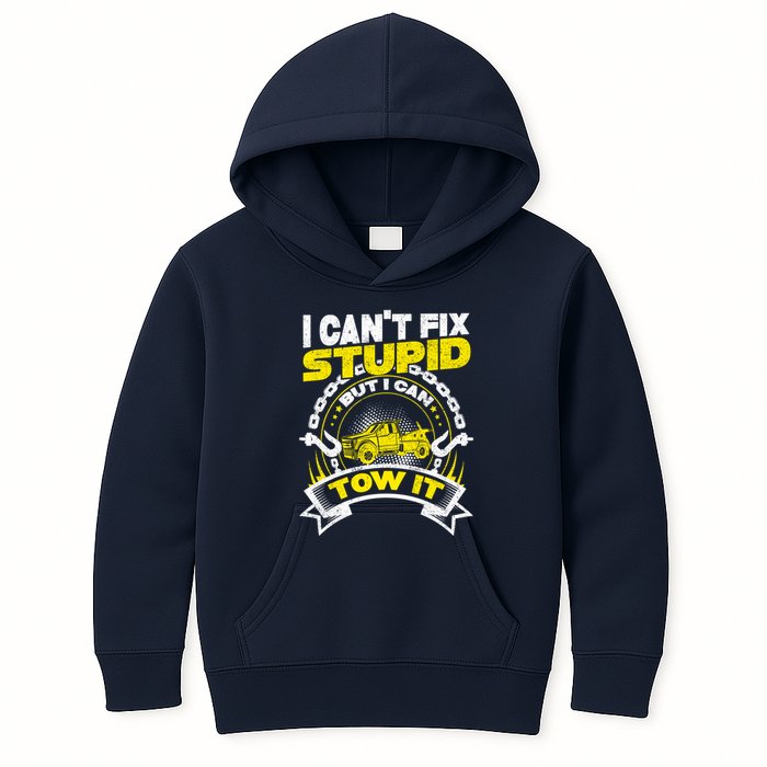 Tow Truck Driver Wrecker I CanT Fix Stupid But I Can Tow It Kids Hoodie