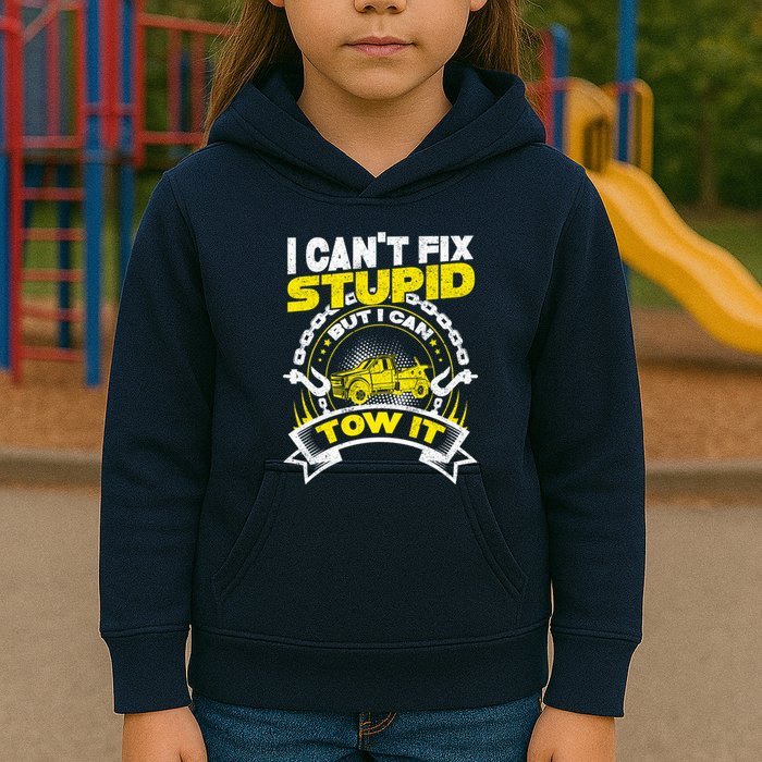 Tow Truck Driver Wrecker I CanT Fix Stupid But I Can Tow It Kids Hoodie