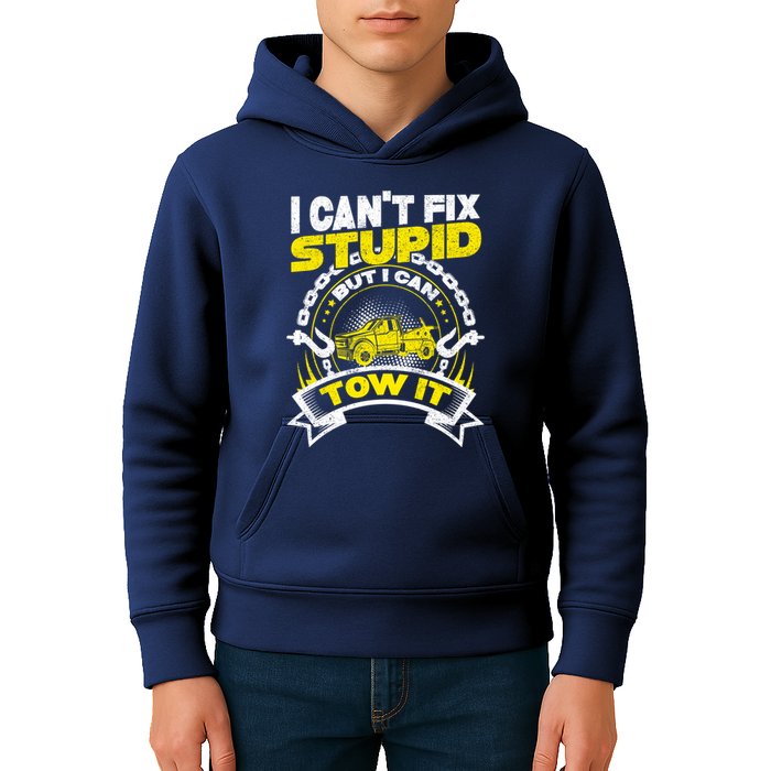Tow Truck Driver Wrecker I CanT Fix Stupid But I Can Tow It Kids Hoodie