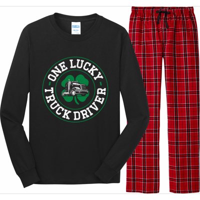 Trucker Truck Driver St Patricks Day Vintage One Lucky Truck Cool Gift Long Sleeve Pajama Set