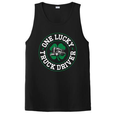 Trucker Truck Driver St Patricks Day Vintage One Lucky Truck Cool Gift PosiCharge Competitor Tank