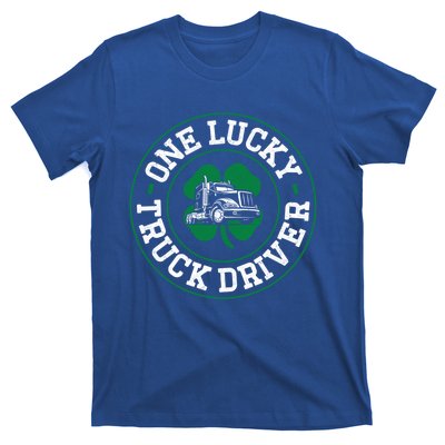 Trucker Truck Driver St Patricks Day Vintage One Lucky Truck Cool Gift T-Shirt