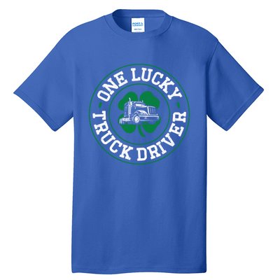 Trucker Truck Driver St Patricks Day Vintage One Lucky Truck Cool Gift Tall T-Shirt