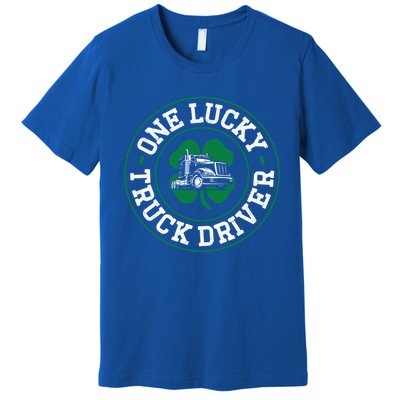 Trucker Truck Driver St Patricks Day Vintage One Lucky Truck Cool Gift Premium T-Shirt