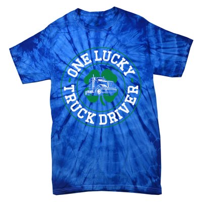 Trucker Truck Driver St Patricks Day Vintage One Lucky Truck Cool Gift Tie-Dye T-Shirt