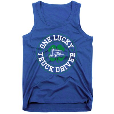 Trucker Truck Driver St Patricks Day Vintage One Lucky Truck Cool Gift Tank Top