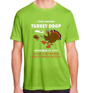 Thanksgiving Turkey Drop As God Is My Witness Turkeys Fly Adult ChromaSoft Performance T-Shirt