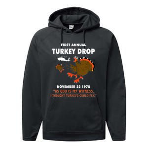 Thanksgiving Turkey Drop As God Is My Witness Turkeys Fly Performance Fleece Hoodie