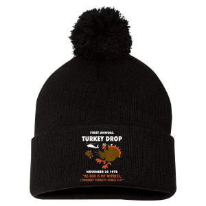 Thanksgiving Turkey Drop As God Is My Witness Turkeys Fly Pom Pom 12in Knit Beanie