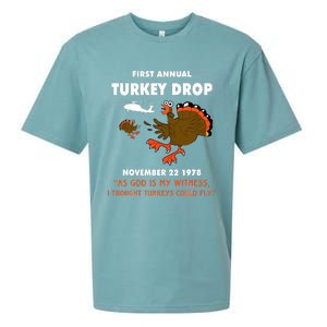 Thanksgiving Turkey Drop As God Is My Witness Turkeys Fly Sueded Cloud Jersey T-Shirt