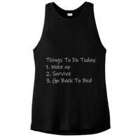Things To Do Today Wake Up Survive Go Back To Bed Ladies PosiCharge Tri-Blend Wicking Tank