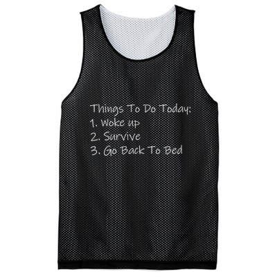 Things To Do Today Wake Up Survive Go Back To Bed Mesh Reversible Basketball Jersey Tank