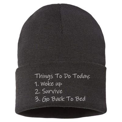 Things To Do Today Wake Up Survive Go Back To Bed Sustainable Knit Beanie