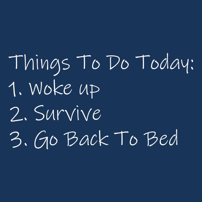Things To Do Today Wake Up Survive Go Back To Bed Infant Baby Jersey Bodysuit