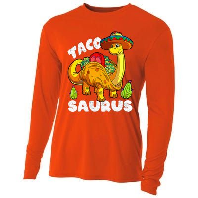 Tacosaurus Taco Dinosaur Funny Dino Cinco De Mayo Mexican Cooling Performance Long Sleeve Crew