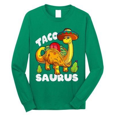 Tacosaurus Taco Dinosaur Funny Dino Cinco De Mayo Mexican Long Sleeve Shirt