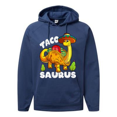 Tacosaurus Taco Dinosaur Funny Dino Cinco De Mayo Mexican Performance Fleece Hoodie