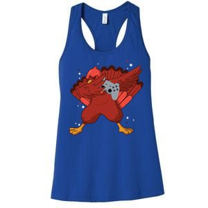 Thanksgiving Turkey Dabbing Video Game Lover Pro Gamer Gift Women's Racerback Tank