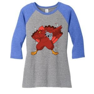 Thanksgiving Turkey Dabbing Video Game Lover Pro Gamer Gift Women's Tri-Blend 3/4-Sleeve Raglan Shirt