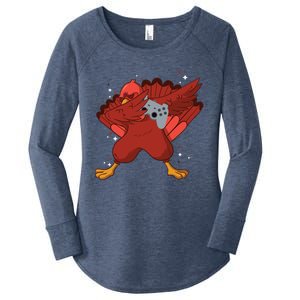 Thanksgiving Turkey Dabbing Video Game Lover Pro Gamer Gift Women's Perfect Tri Tunic Long Sleeve Shirt