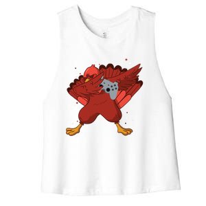 Thanksgiving Turkey Dabbing Video Game Lover Pro Gamer Gift Women's Racerback Cropped Tank