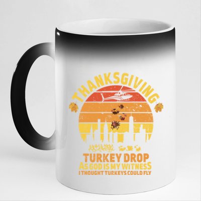 Thanksgiving Turkey Drop As God Is My Witness Turkeys Fly Funny Gift 11oz Black Color Changing Mug