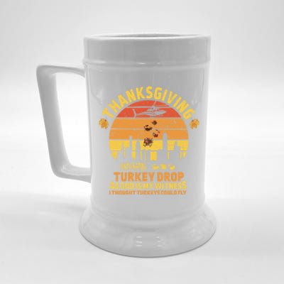 Thanksgiving Turkey Drop As God Is My Witness Turkeys Fly Funny Gift Beer Stein