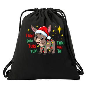 Tuki Tuki Donkey Tis The Season Mexican Spanish Christmas Drawstring Bag