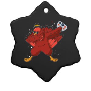 Thanksgiving Turkey Dabbing Video Game Lover Pro Gamer Gift Ceramic Star Ornament