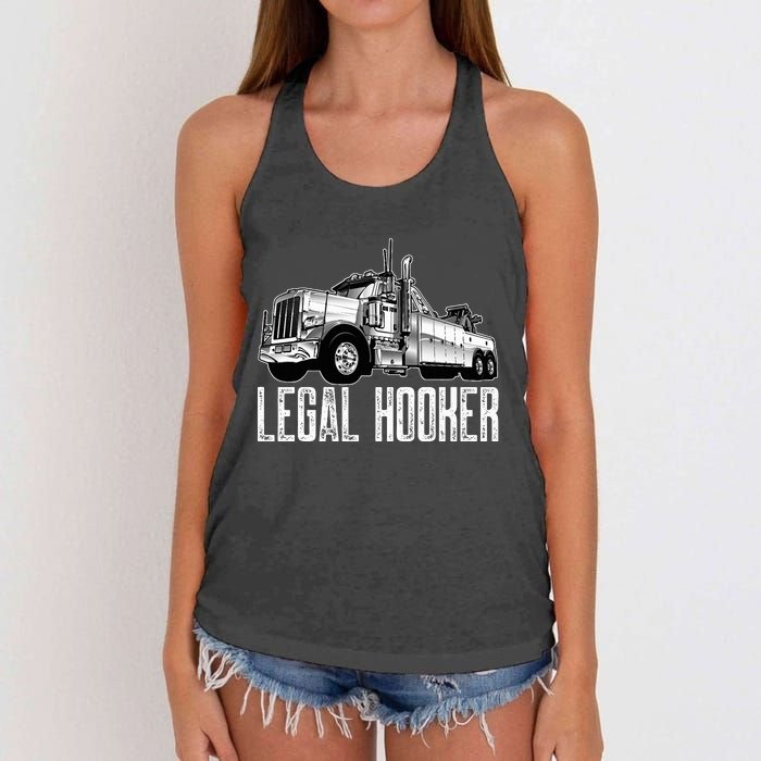 Tow Truck Driver Legal Hooker Funny Big Wrecker Women's Knotted Racerback Tank