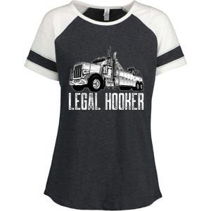 Tow Truck Driver Legal Hooker Funny Big Wrecker Enza Ladies Jersey Colorblock Tee