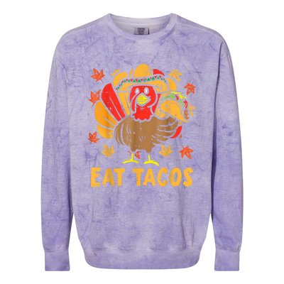 Thanksgiving Turkey Eat Tacos Funny Boys Turkey Colorblast Crewneck Sweatshirt