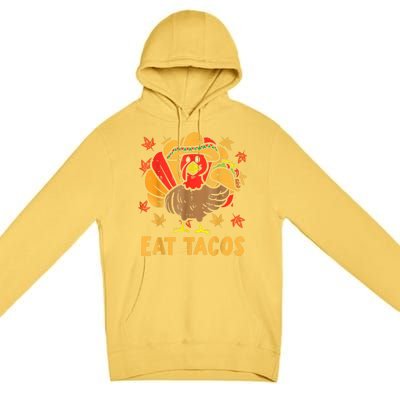 Thanksgiving Turkey Eat Tacos Funny Boys Turkey Premium Pullover Hoodie