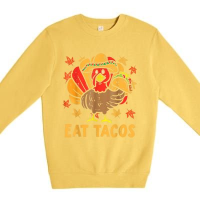 Thanksgiving Turkey Eat Tacos Funny Boys Turkey Premium Crewneck Sweatshirt