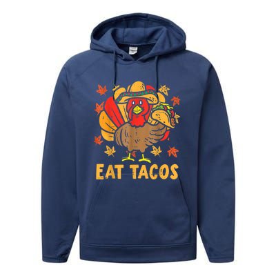 Thanksgiving Turkey Eat Tacos Funny Boys Turkey Performance Fleece Hoodie