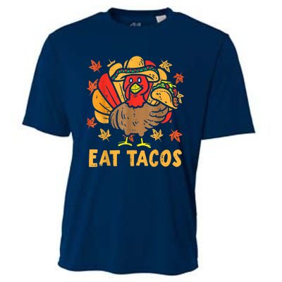 Thanksgiving Turkey Eat Tacos Funny Boys Turkey Cooling Performance Crew T-Shirt