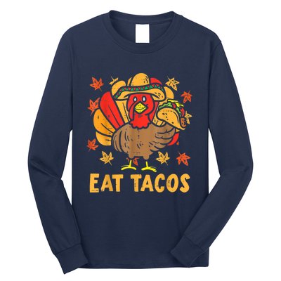 Thanksgiving Turkey Eat Tacos Funny Boys Turkey Long Sleeve Shirt