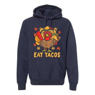 Thanksgiving Turkey Eat Tacos Funny Boys Turkey Premium Hoodie