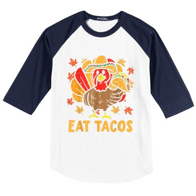 Thanksgiving Turkey Eat Tacos Funny Boys Turkey Baseball Sleeve Shirt