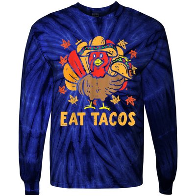 Thanksgiving Turkey Eat Tacos Funny Boys Turkey Tie-Dye Long Sleeve Shirt