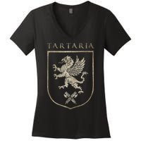 Tartaria Tartarian Empire Griffin, Tartary Family Crest Women's V-Neck T-Shirt
